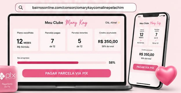 Mockup oficial da tela do Clube Mary Kay no Computador e Celular