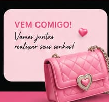 Bolsa Mary Kay rosa com fecho de coracao